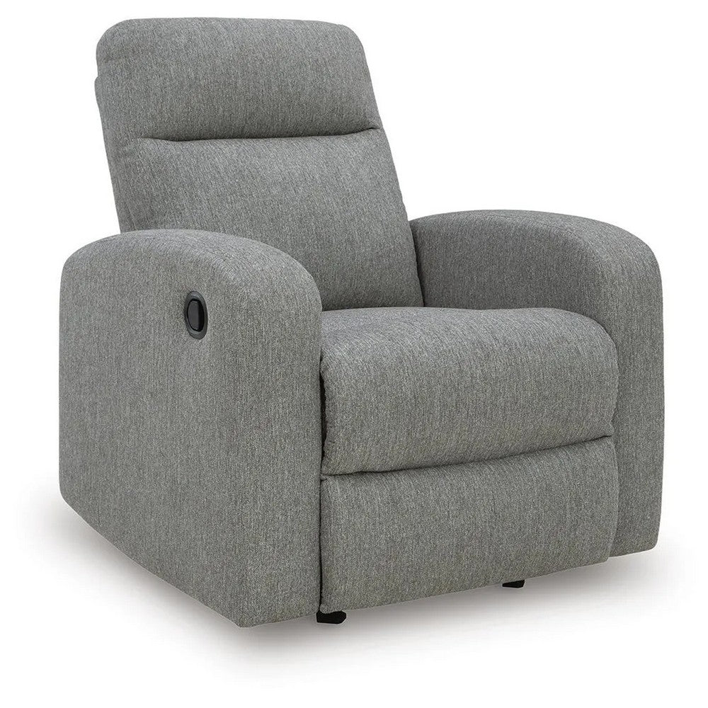 Lete Manual Rocker Recliner Chair | Foam Fill Gray Polyester | Corner Blocked