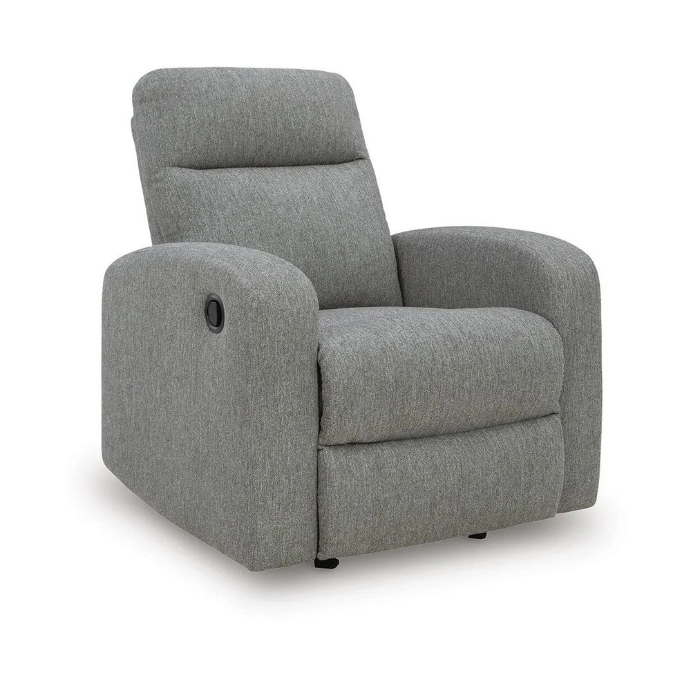 Lete Manual Rocker Recliner Chair | Foam Fill Gray Polyester | Corner Blocked