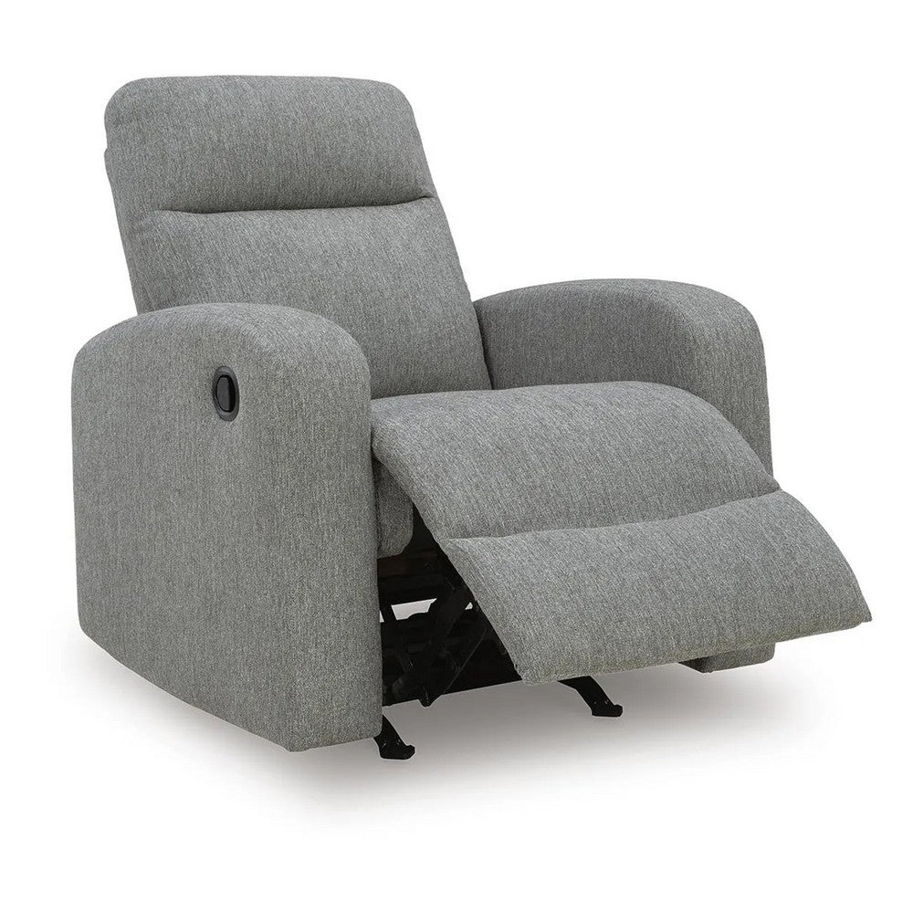 Lete Manual Rocker Recliner Chair | Foam Fill Gray Polyester | Corner Blocked