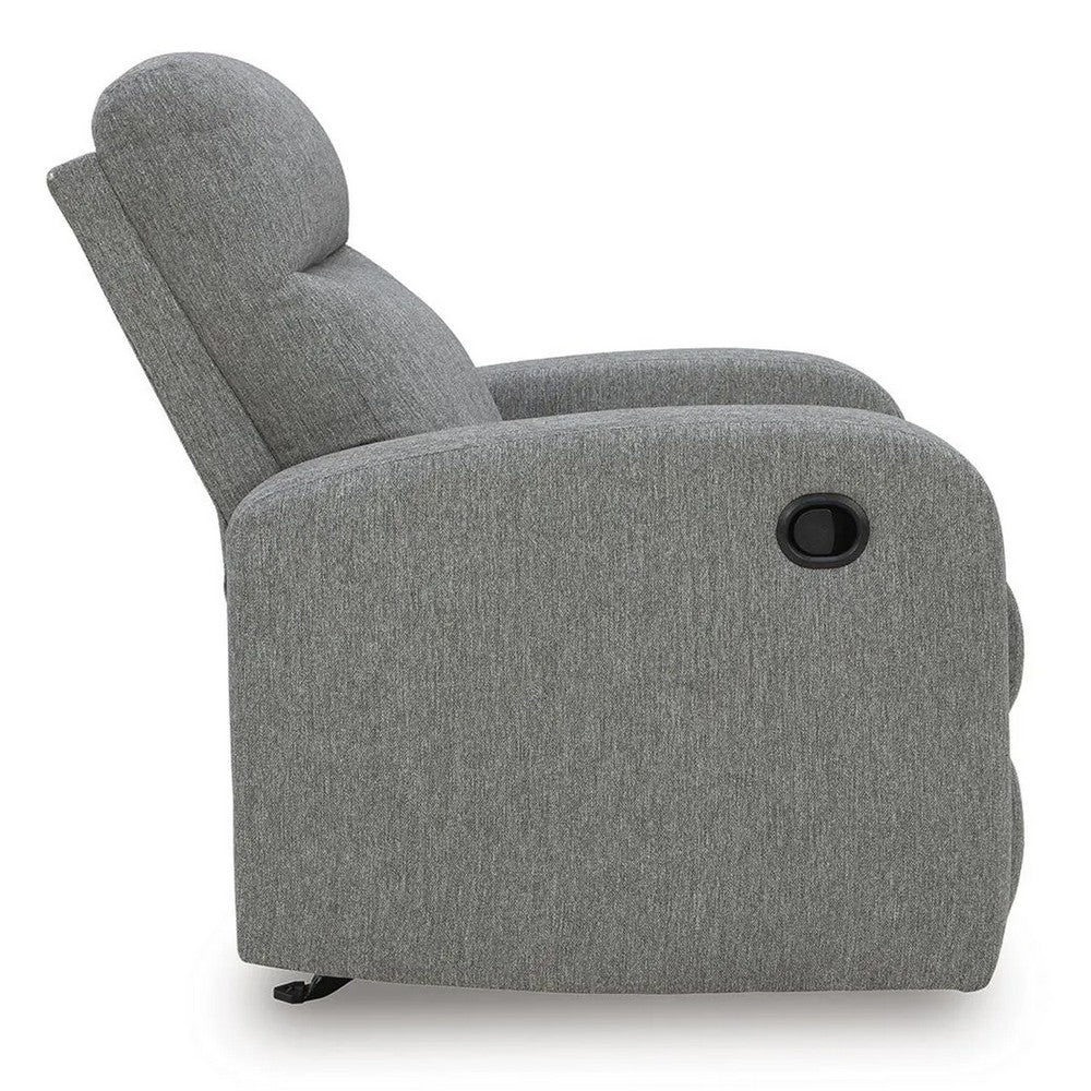 Lete Manual Rocker Recliner Chair | Foam Fill Gray Polyester | Corner Blocked