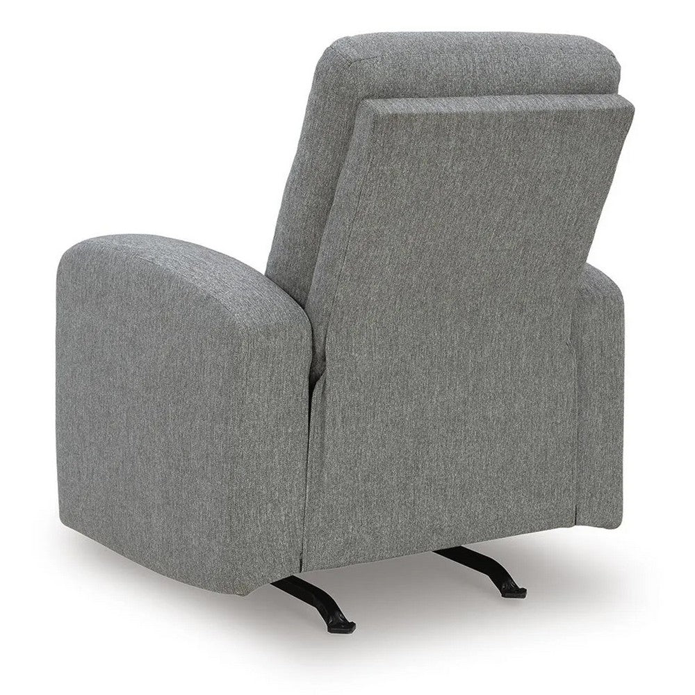 Lete Manual Rocker Recliner Chair | Foam Fill Gray Polyester | Corner Blocked