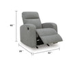 Lete Manual Rocker Recliner Chair | Foam Fill Gray Polyester | Corner Blocked