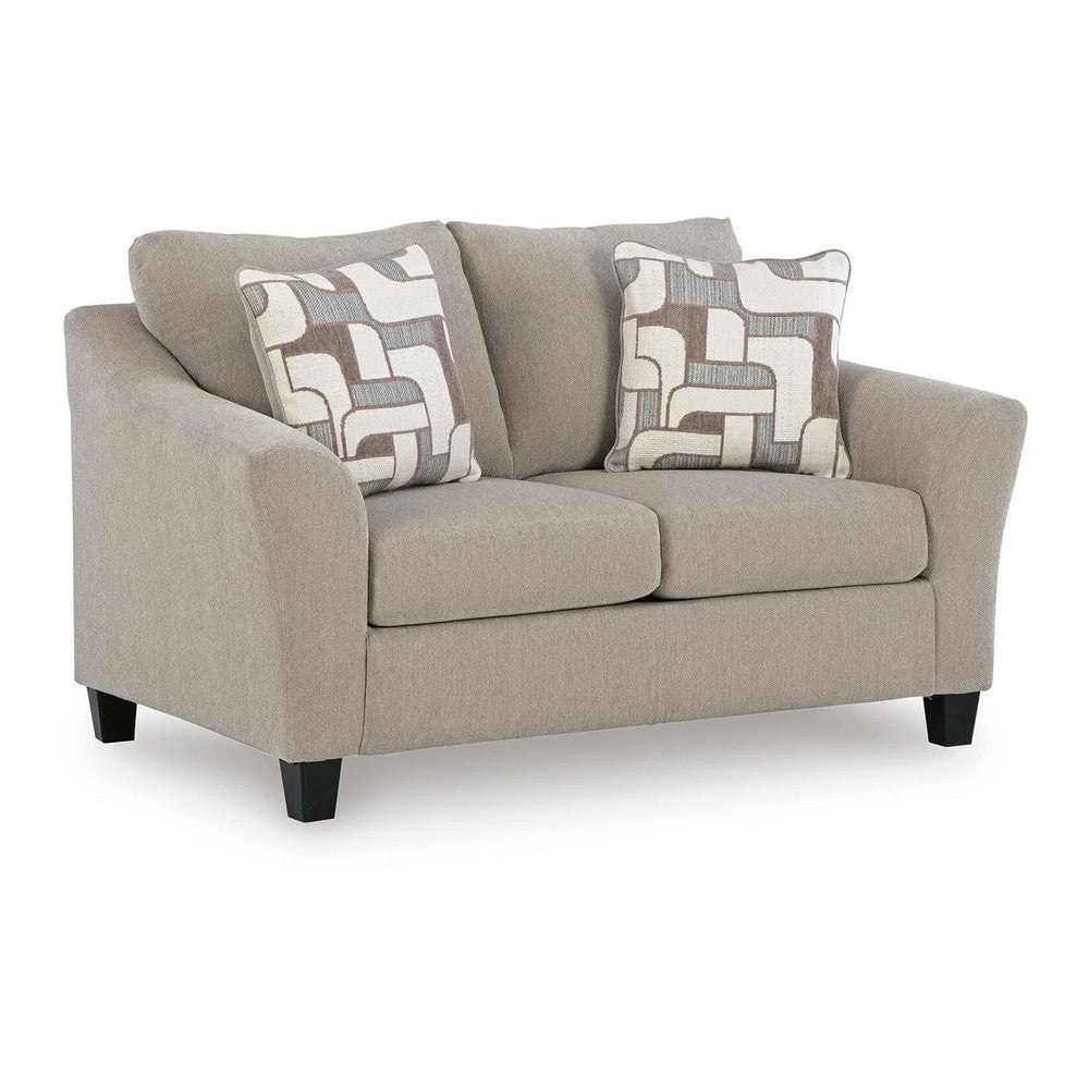 Wecy Loveseat w 2 Pillows | Foam Fill Taupe Gray Polyester | 68"