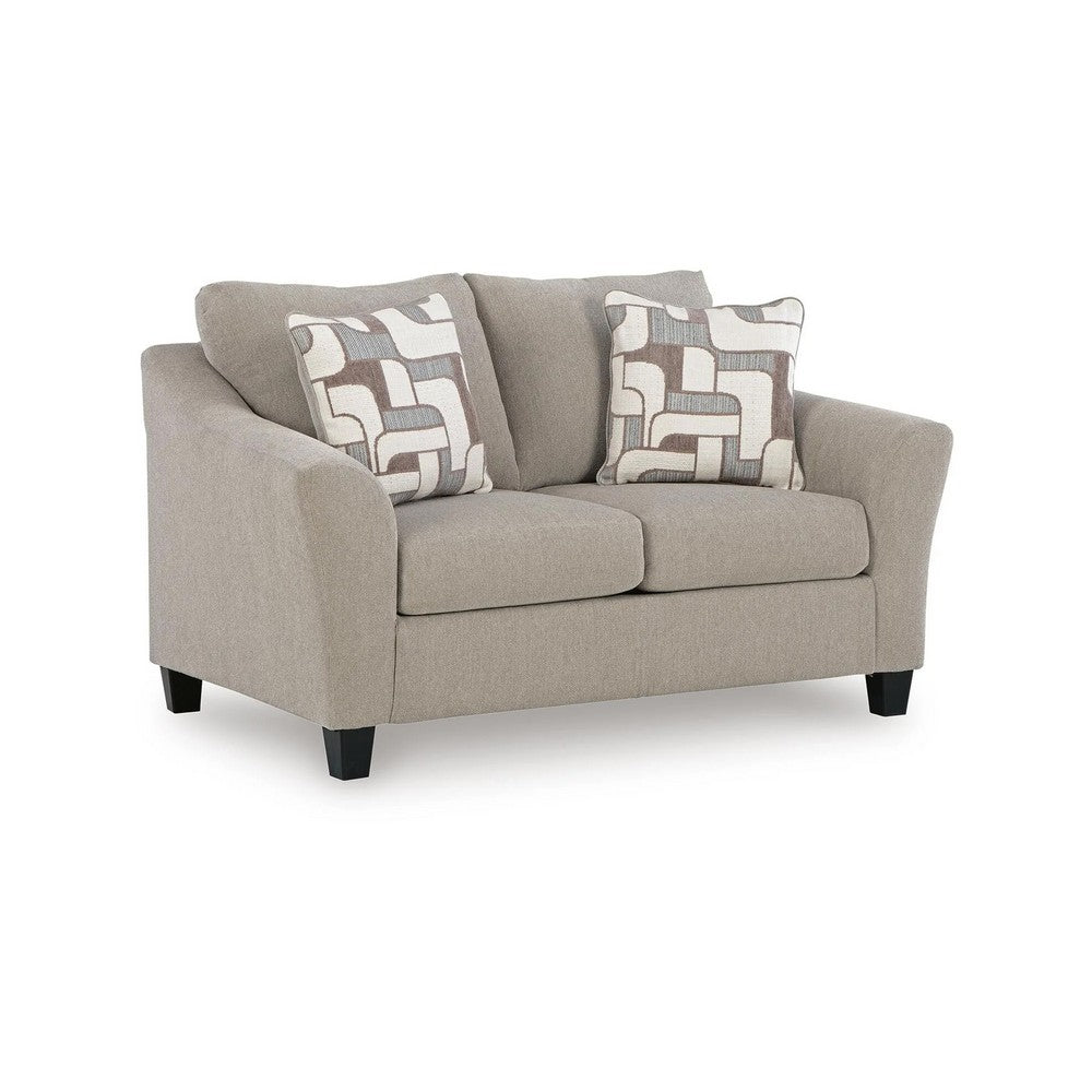 Wecy Loveseat w 2 Pillows | Foam Fill Taupe Gray Polyester | 68"