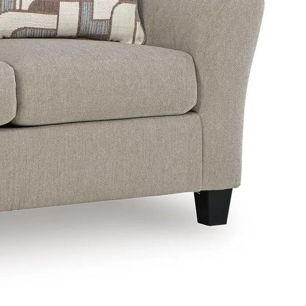 Wecy Loveseat w 2 Pillows | Foam Fill Taupe Gray Polyester | 68"