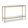Dalie Sofa Console Table | Glass Top | Marble Shelf | Antique Brass 52"