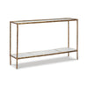 Dalie Sofa Console Table | Glass Top | Marble Shelf | Antique Brass 52"