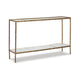 Dalie Sofa Console Table | Glass Top | Marble Shelf | Antique Brass 52"