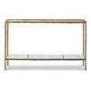 Dalie Sofa Console Table | Glass Top | Marble Shelf | Antique Brass 52"