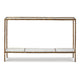 Dalie Sofa Console Table | Glass Top | Marble Shelf | Antique Brass 52"