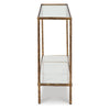 Dalie Sofa Console Table | Glass Top | Marble Shelf | Antique Brass 52"
