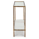 Dalie Sofa Console Table | Glass Top | Marble Shelf | Antique Brass 52"