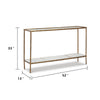 Dalie Sofa Console Table | Glass Top | Marble Shelf | Antique Brass 52"