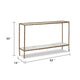 Dalie Sofa Console Table | Glass Top | Marble Shelf | Antique Brass 52"