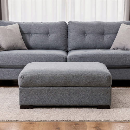 Beil Modular Oversize Accent Ottoman | Foam Seat | Gray Nuvella 52"
