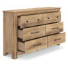 Maki 6 Drawer Wide Dresser | Bronze Hardware | Tan Brown Cottage Finish