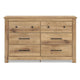Maki 6 Drawer Wide Dresser | Bronze Hardware | Tan Brown Cottage Finish