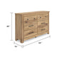 Maki 6 Drawer Wide Dresser | Bronze Hardware | Tan Brown Cottage Finish