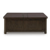 Kemu Storage Coffee Table | 2 Hinged Lift Top | Dark Brown Wood 46"