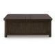 Kemu Storage Coffee Table | 2 Hinged Lift Top | Dark Brown Wood 46"