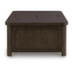 Kemu Storage Coffee Table | 2 Hinged Lift Top | Dark Brown Wood 46"
