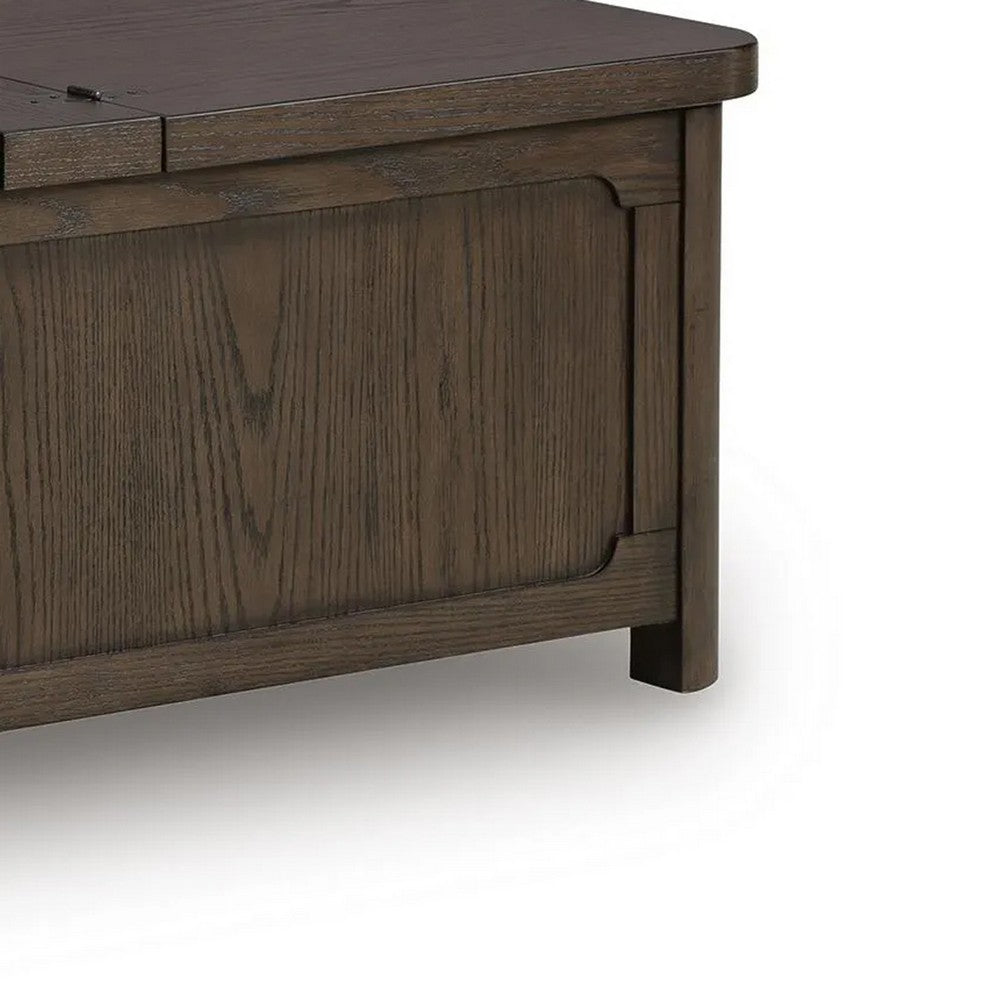 Kemu Storage Coffee Table | 2 Hinged Lift Top | Dark Brown Wood 46"