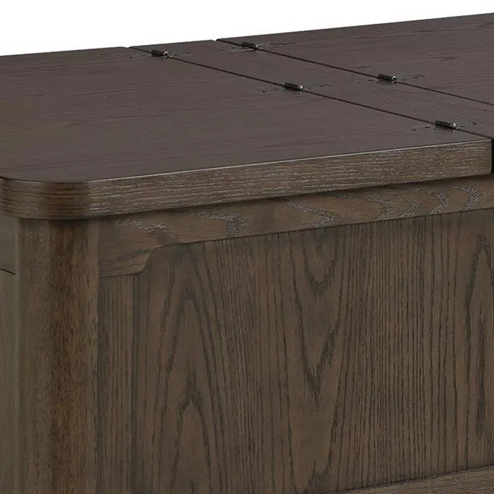 Kemu Storage Coffee Table | 2 Hinged Lift Top | Dark Brown Wood 46"