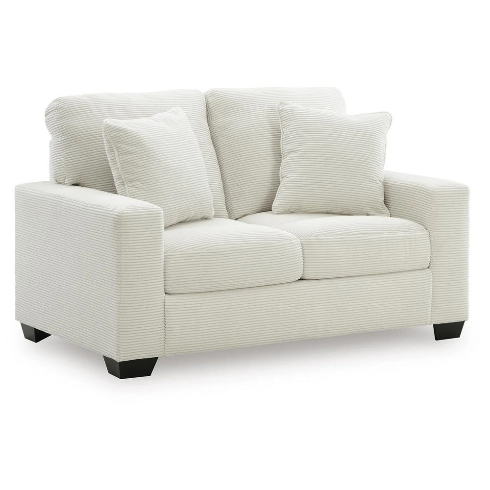 Gesi Loveseat w 2 Pillows | Track Arms | Foam Fill Ivory Corduroy 62"