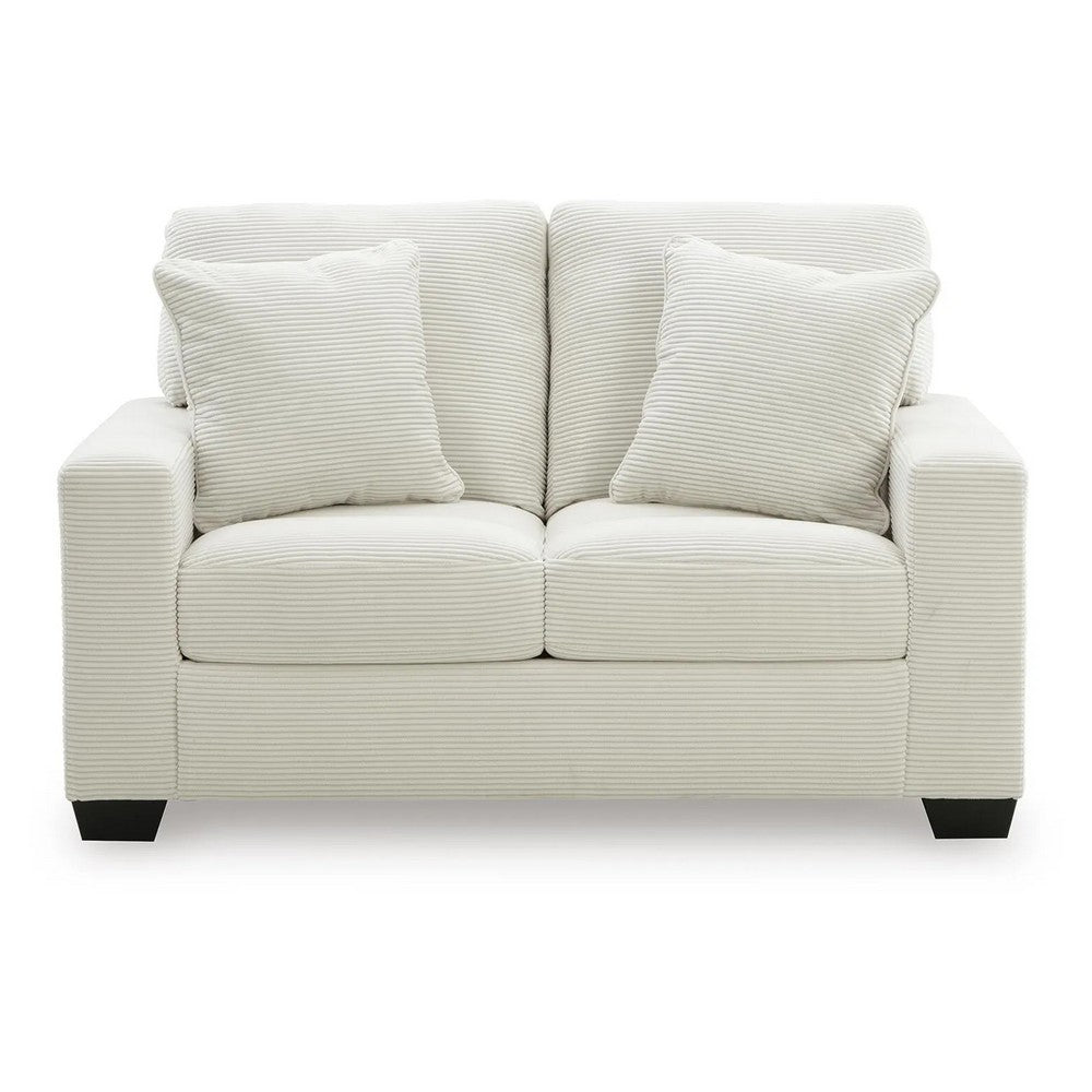 Gesi Loveseat w 2 Pillows | Track Arms | Foam Fill Ivory Corduroy 62"