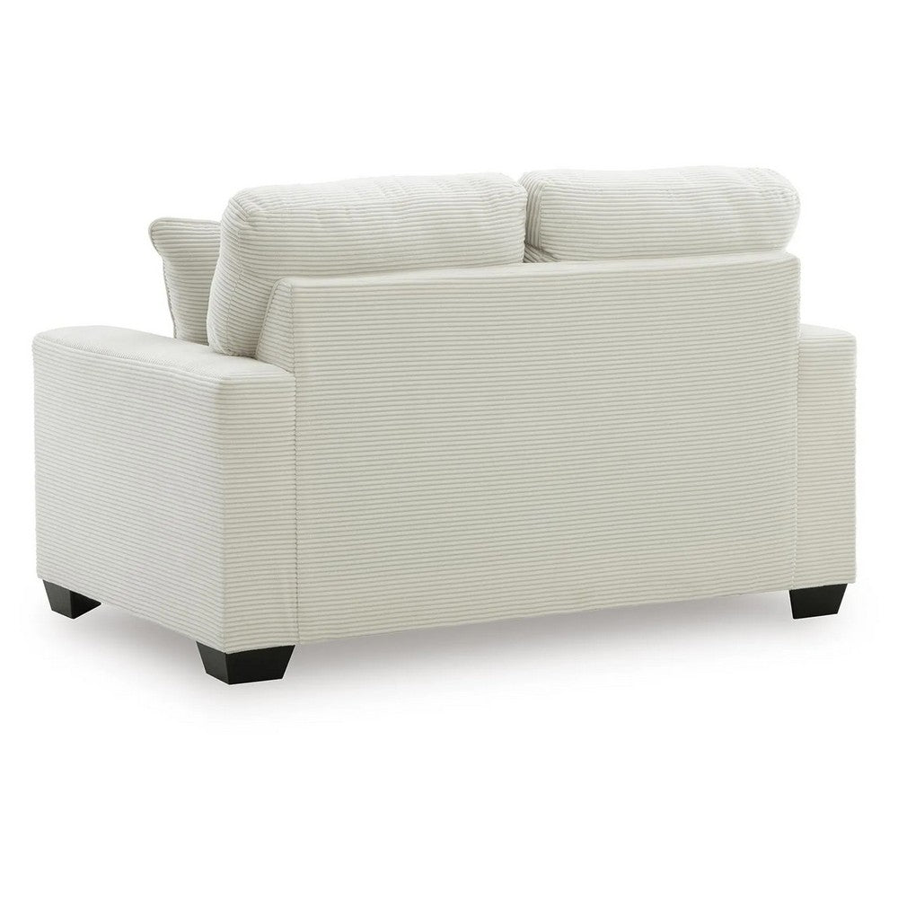 Gesi Loveseat w 2 Pillows | Track Arms | Foam Fill Ivory Corduroy 62"