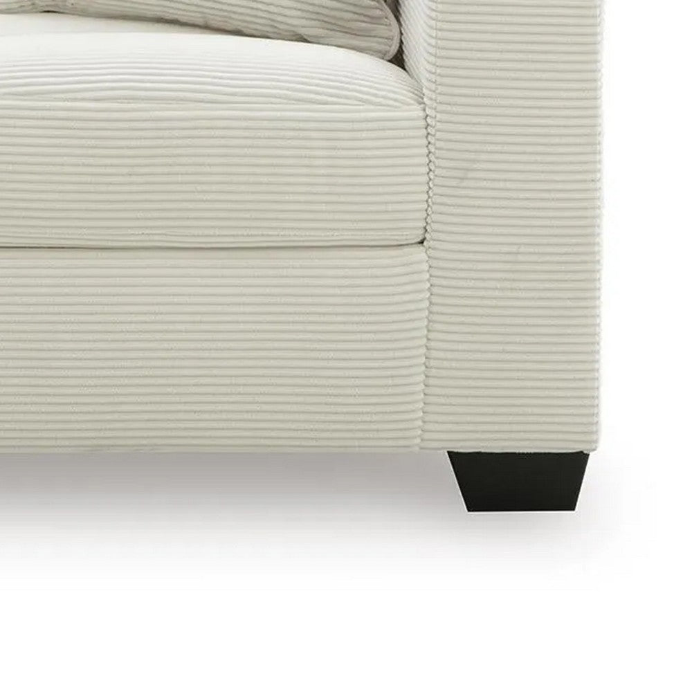 Gesi Loveseat w 2 Pillows | Track Arms | Foam Fill Ivory Corduroy 62"