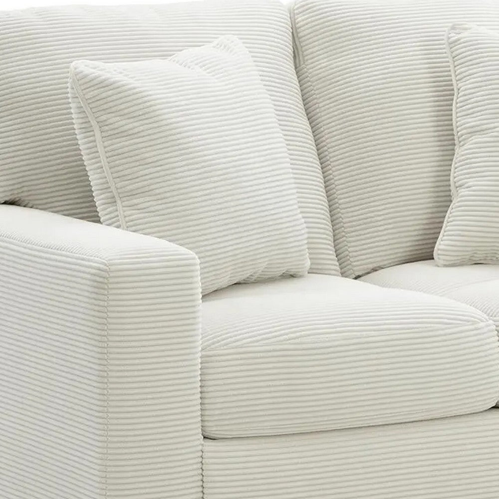 Gesi Loveseat w 2 Pillows | Track Arms | Foam Fill Ivory Corduroy 62"