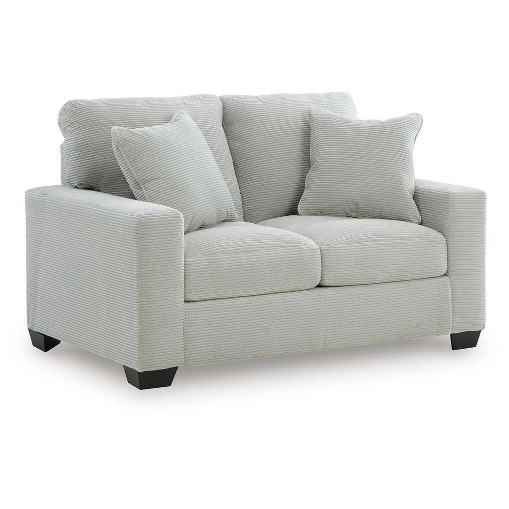 Gesi Loveseat w 2 Pillows | Track Arms | Foam Fill Gray Corduroy 62"