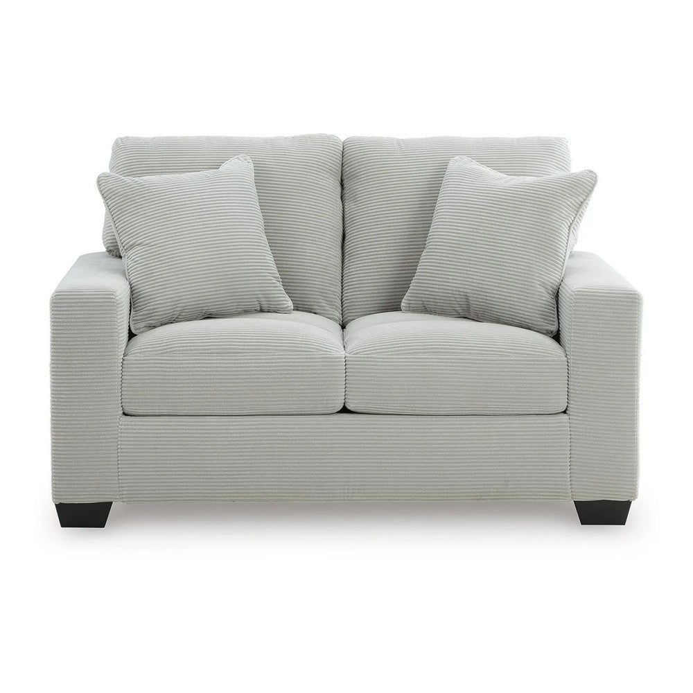 Gesi Loveseat w 2 Pillows | Track Arms | Foam Fill Gray Corduroy 62"