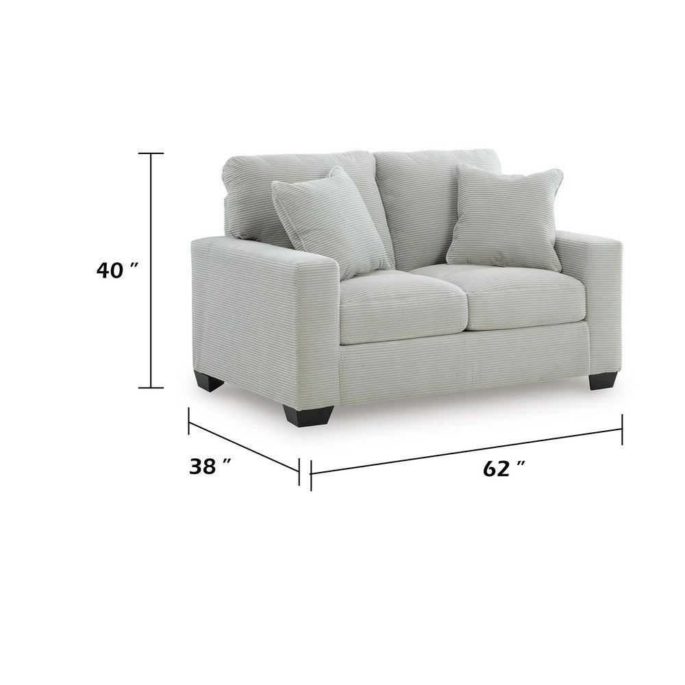Gesi Loveseat w 2 Pillows | Track Arms | Foam Fill Gray Corduroy 62"