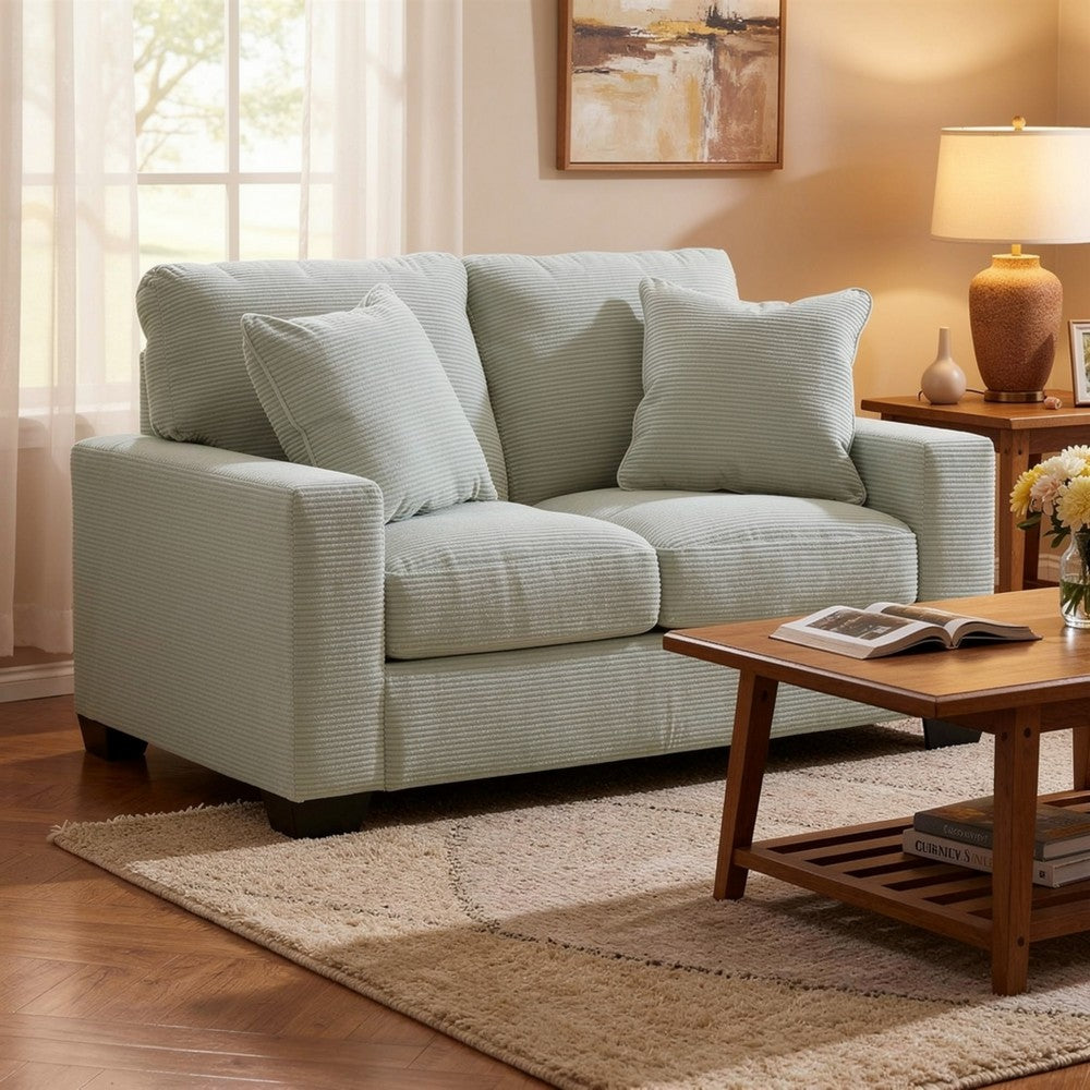 Gesi Loveseat w 2 Pillows | Track Arms | Foam Fill Gray Corduroy 62"