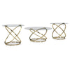 Moti 3pc Coffee Table & 2 End Table Set | Glass Top | Champagne Gold