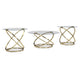 Moti 3pc Coffee Table & 2 End Table Set | Glass Top | Champagne Gold