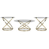 Moti 3pc Coffee Table & 2 End Table Set | Glass Top | Champagne Gold
