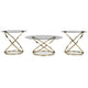 Moti 3pc Coffee Table & 2 End Table Set | Glass Top | Champagne Gold