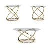 Moti 3pc Coffee Table & 2 End Table Set | Glass Top | Champagne Gold