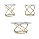 Moti 3pc Coffee Table & 2 End Table Set | Glass Top | Champagne Gold