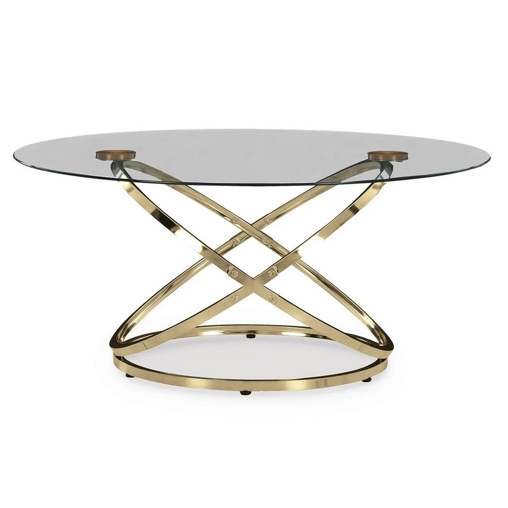 Moti 3pc Coffee Table & 2 End Table Set | Glass Top | Champagne Gold
