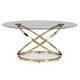 Moti 3pc Coffee Table & 2 End Table Set | Glass Top | Champagne Gold