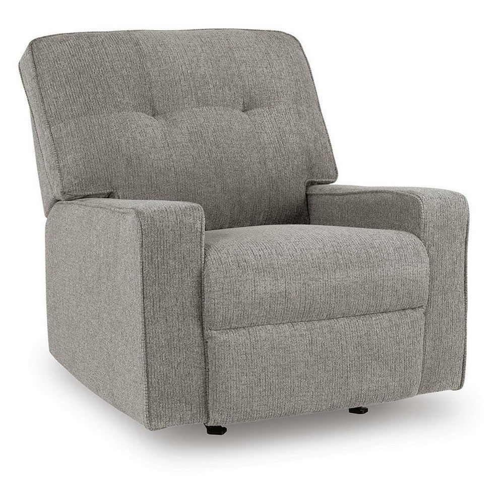 Bonny Rocking Recliner Chair | Manual Pull Tab | Neutral Iron Gray Polyester