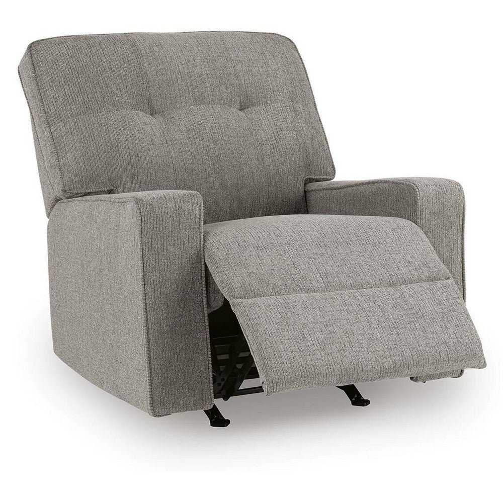 Bonny Rocking Recliner Chair | Manual Pull Tab | Neutral Iron Gray Polyester