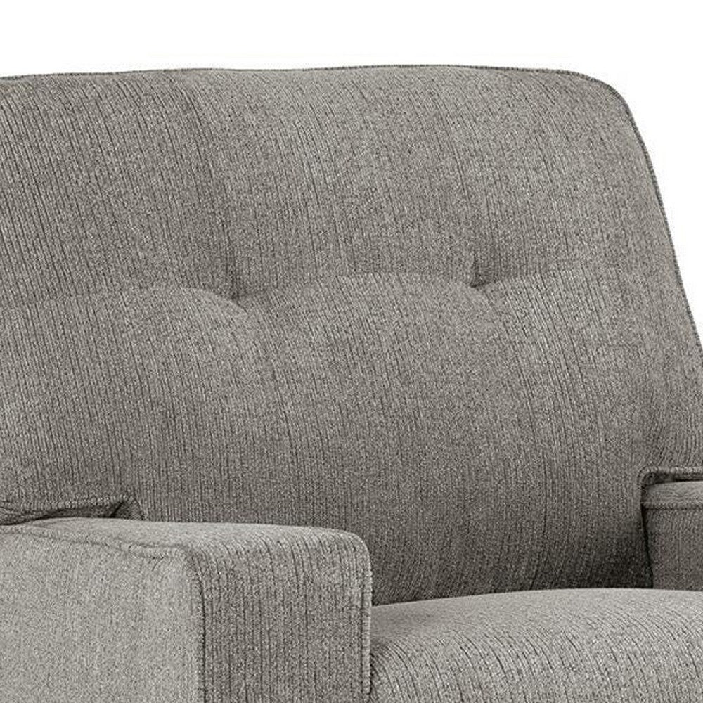 Bonny Rocking Recliner Chair | Manual Pull Tab | Neutral Iron Gray Polyester