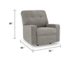 Bonny Rocking Recliner Chair | Manual Pull Tab | Neutral Iron Gray Polyester