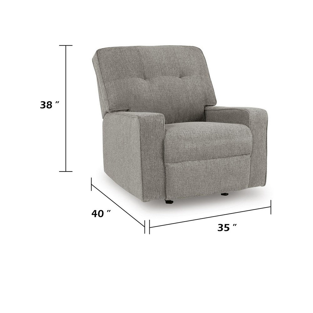 Bonny Rocking Recliner Chair | Manual Pull Tab | Neutral Iron Gray Polyester