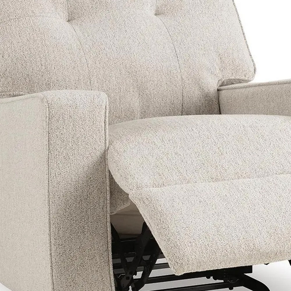 Bonny Rocking Recliner Chair | Manual Pull Tab | Stone Beige Polyester